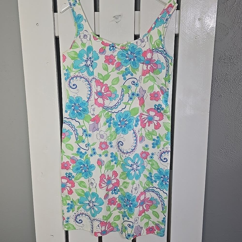 Sigrid Olsen Sport Blue Floral‎ Shift Knee Length Stretch Dress 10 Athleisure